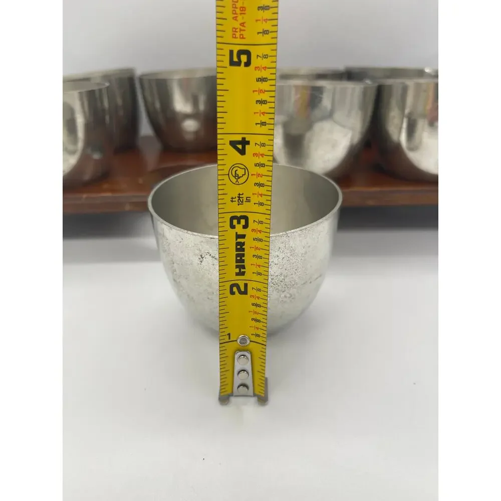 Vintage MCM Mid Century Set of 8 Pewter Jefferson Cups & Tray Web Pewter 1101